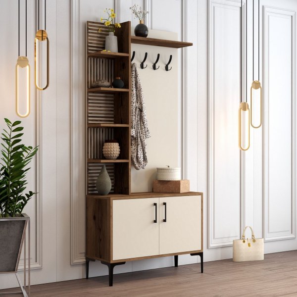 Viyana gangmøbel, 90 cm - Valnøtt/krem Viyana gangmøbel, 90 cm - Valnøtt/krem