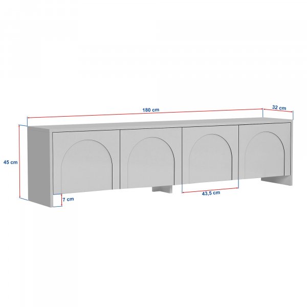 TV-stativ Aurell 180 cm - Hvit