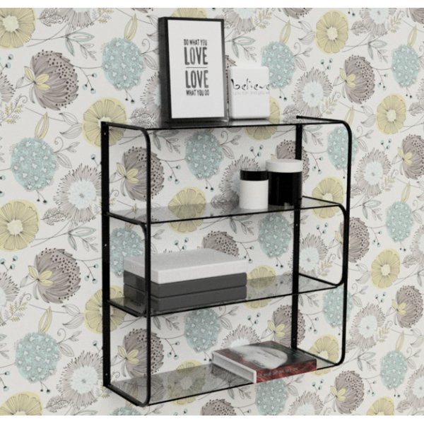 Ellen vegghylle - Svart/Glass