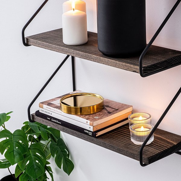 Viola vegghylle - Svart/valnøtt Viola vegghylle - Svart/valnøtt