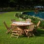 Salt spisegruppe for uteplassen rundt 150 cm bord med 6 stk. spisestoler - Teak