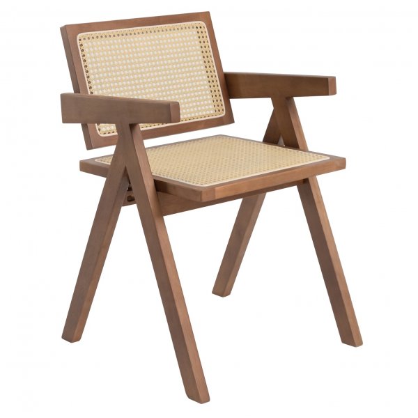 Anna lenestol - Brun med rotting i sete og rygg Anna lenestol - Brun med rotting i sete og rygg