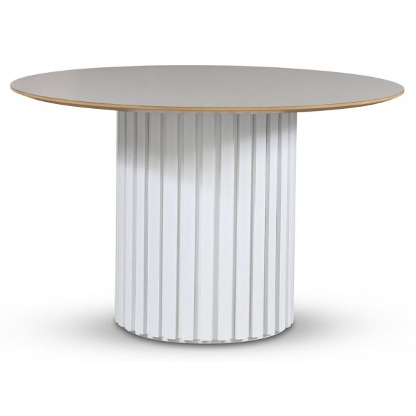 Empire spisebord - Perstorp lys virrvarr 118 cm / Hvit lamell trefot