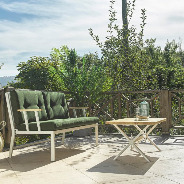 Lotus 2-seters utesofa - Hvit/grønn + Flekkfjerner for møbler Lotus 2-seters utesofa - Hvit/grønn + Flekkfjerner for møbler