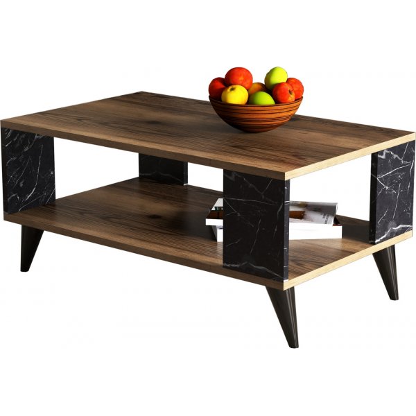 City sofabord 90 x 41,6 cm - Valntt/svart marmor