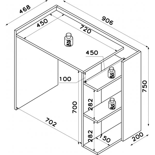 Ruby skrivebord 90,6x46,8 cm - Hvit/eik Ruby skrivebord 90,6x46,8 cm - Hvit/eik