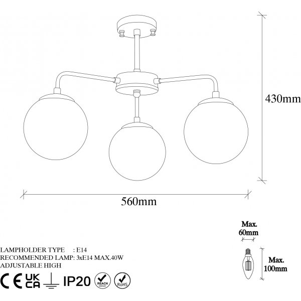 Trdtaklampe 10996 - Vintage/hvit