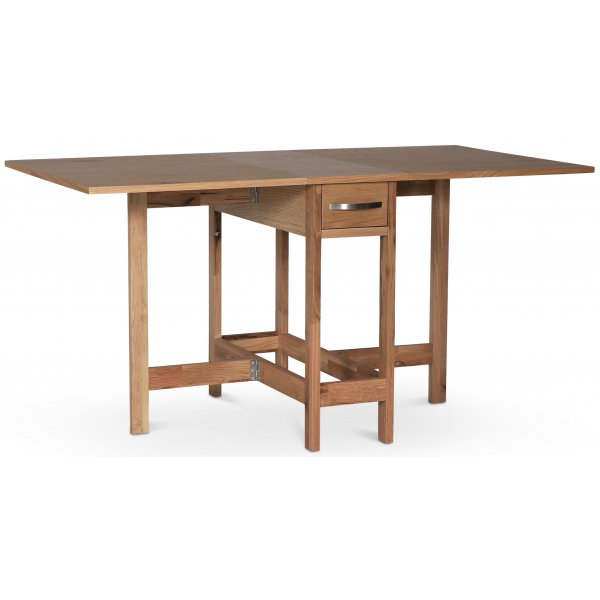 Fr spisegruppe; Fr klaffbord i eik med 4 Samset-stoler i byetre