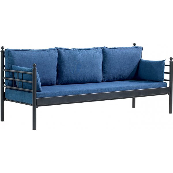 Manyas 3-seters utesofa - Svart/bl