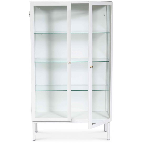 Cliff vitrineskap i metall (highboard) - Hvit / Klarglas Cliff vitrineskap i metall (highboard) - Hvit / Klarglas