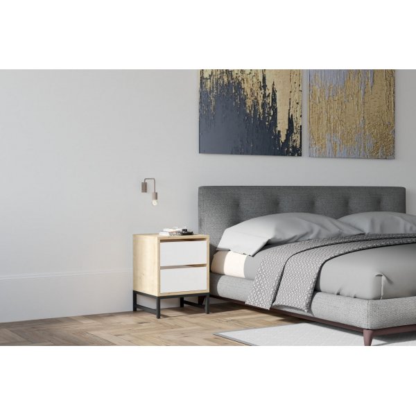 Centro nattbord - Safir/hvit