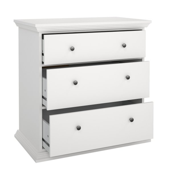 Nord kommode med 3 skuffer - hvit