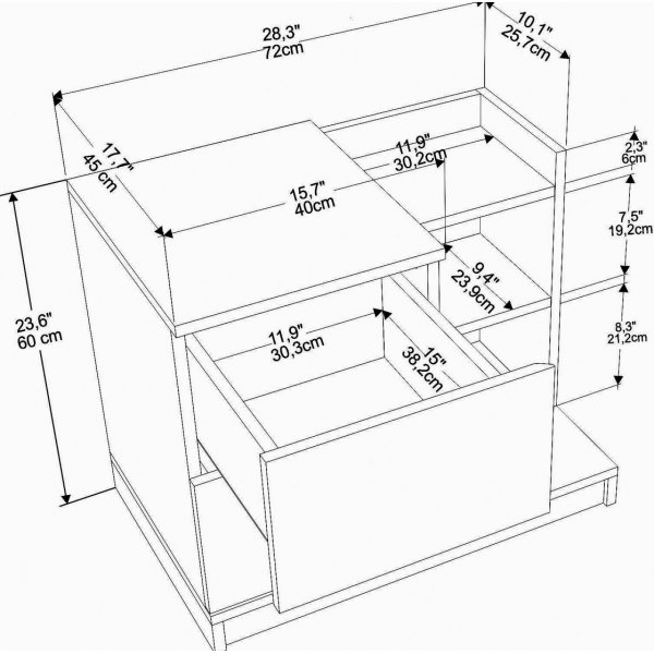 Rene nattbord - Hvit/valn�tt