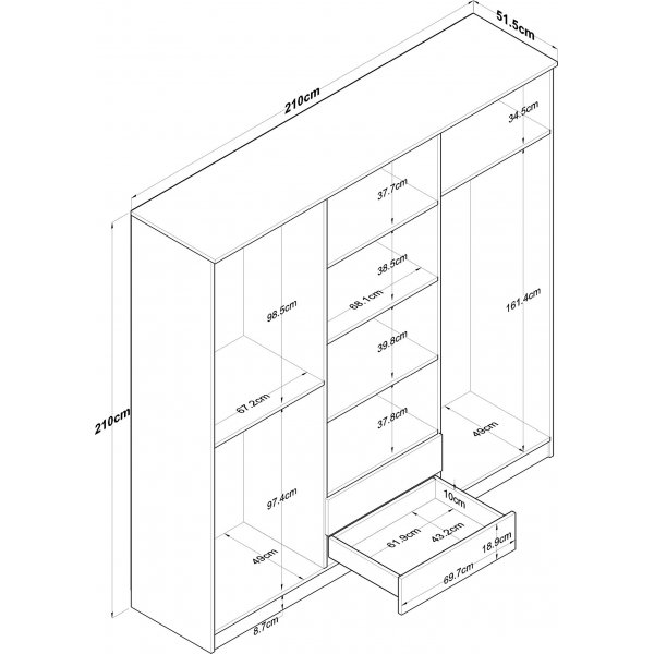 Baden garderobe 11 - Valntt/hvit