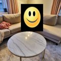 Kundebilde Accent sofabord rundt 85 - Hvit marmor / Messingfarget
