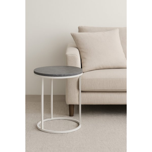 Accent sofabord rundt 50 - hvit marmor / hvit underdel Accent sofabord rundt 50 - hvit marmor / hvit underdel