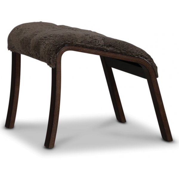 Lammet / Fushion fotskammel i saueskinn scandinavian expresso - Mrk valntt