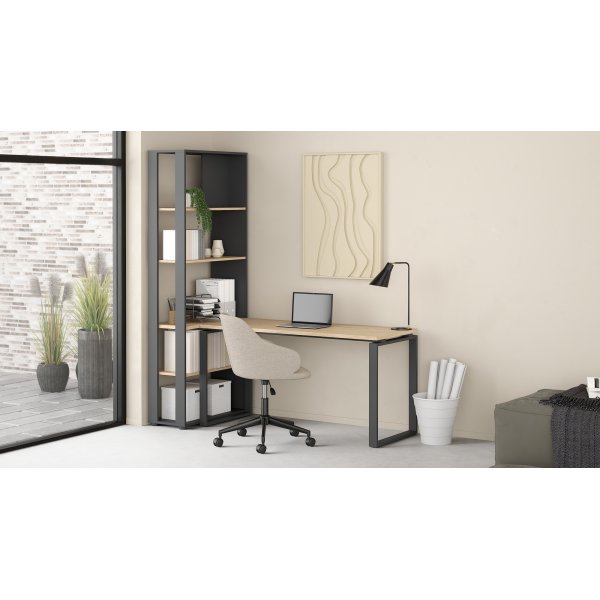 Skilt skrivebord 150 cm - Matt grå/hickory Skilt skrivebord 150 cm - Matt grå/hickory