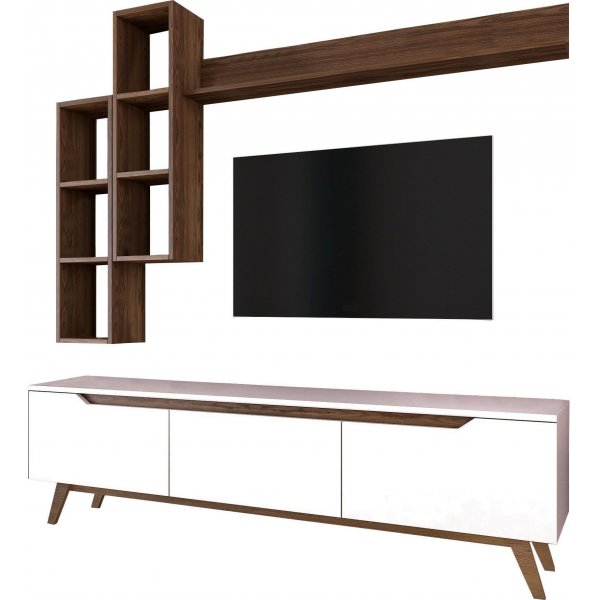 Marlon TV-stativ - Hvit/valnøtt Marlon TV-stativ - Hvit/valnøtt