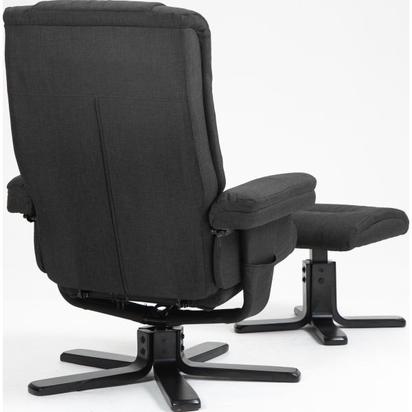 Oslo recliner lenestol med krakk - Cortinna svart Oslo recliner lenestol med krakk - Cortinna svart