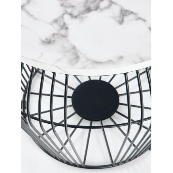 Grande salongbord Ø56 cm - Hvit marmor/svart Grande salongbord Ø56 cm - Hvit marmor/svart