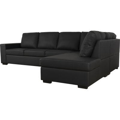 Solna sofa med pen finish 304 cm hyre - Svart bunnet skinn + Mbelpleiesett for tekstiler