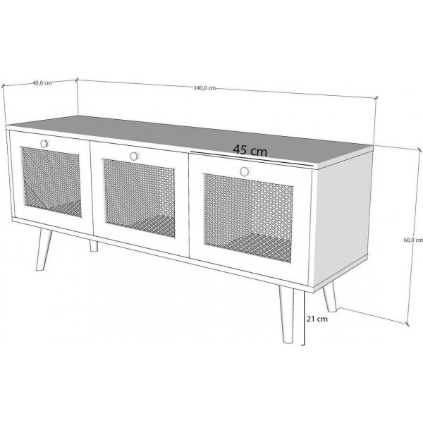 Likya mediebenk 140 cm - Eik Likya mediebenk 140 cm - Eik