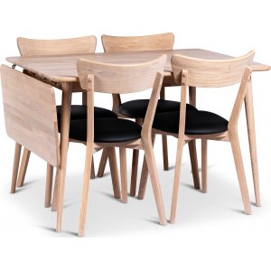 Odense spisebord 120-160x80 cm med 4 stk Eksj stoler