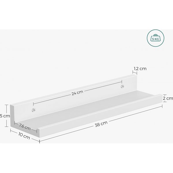 Suwon vegghylle 38 cm, 3-pakning - Hvit