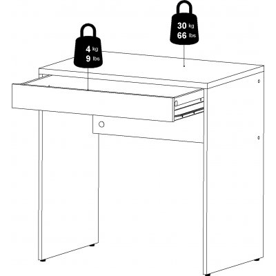 Function Plus skrivebord 74,7 x 48,2 x 76,7 cm - Hvit/gr