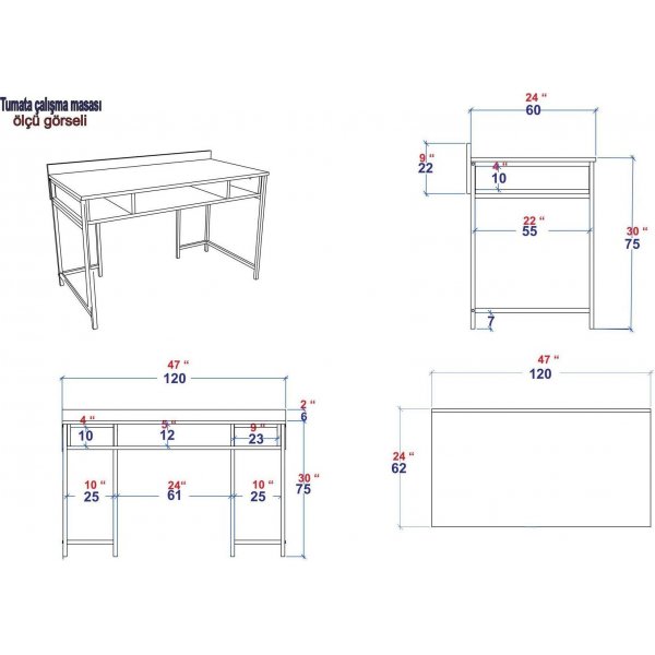 Tumata skrivebord - Gull/hvit