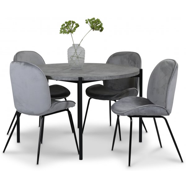 Alva spisebord rundt 120 cm - Betong / Svart + Mbelftter