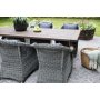 Oxford utendrs spisegruppe: brunsyret bord 220 cm, inkludert 6 stk. Mercury lenestoler i gr kunstrotting