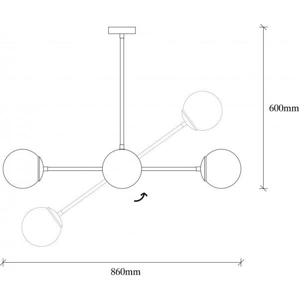 Lorea taklampe 1 - Sort/hvit