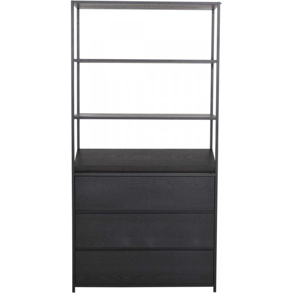 Bokhylle med skuffer - Svart