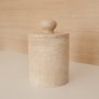 Krukke i beige travertinmarmor