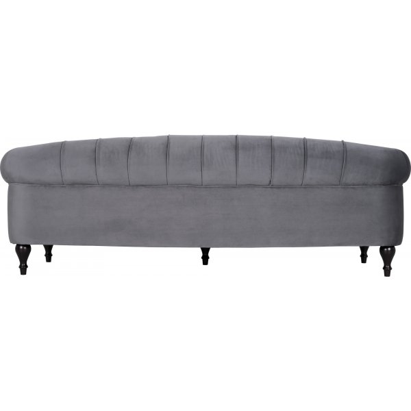 Sofa 3-seter chesterfield grå fløyel Sofa 3-seter chesterfield grå fløyel