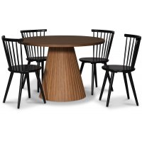 Cleo spisegruppe, rundt bord 110 cm, inkludert 4 stk. svarte Castor pinnestoler - Oljet eikefiner Cleo spisegruppe, rundt bord 110 cm, inkludert 4 stk. svarte Castor pinnestoler - Oljet eikefiner