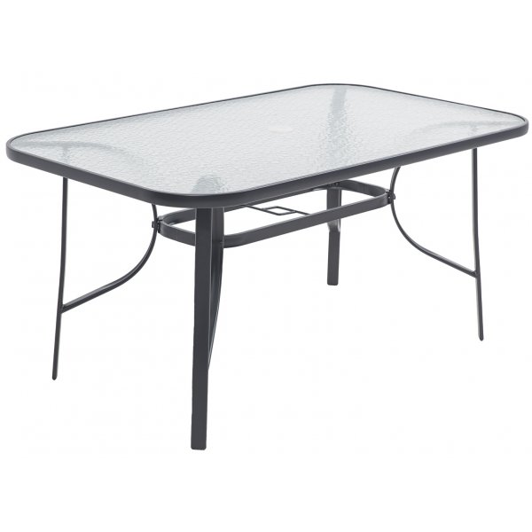 Utendørsgruppe; bord med stoler med 6 posisjoner og parasoll Utendørsgruppe; bord med stoler med 6 posisjoner og parasoll