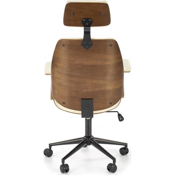 Skrivebordsstol i valnøtt/kremfarget øko-skinn Skrivebordsstol i valnøtt/kremfarget øko-skinn