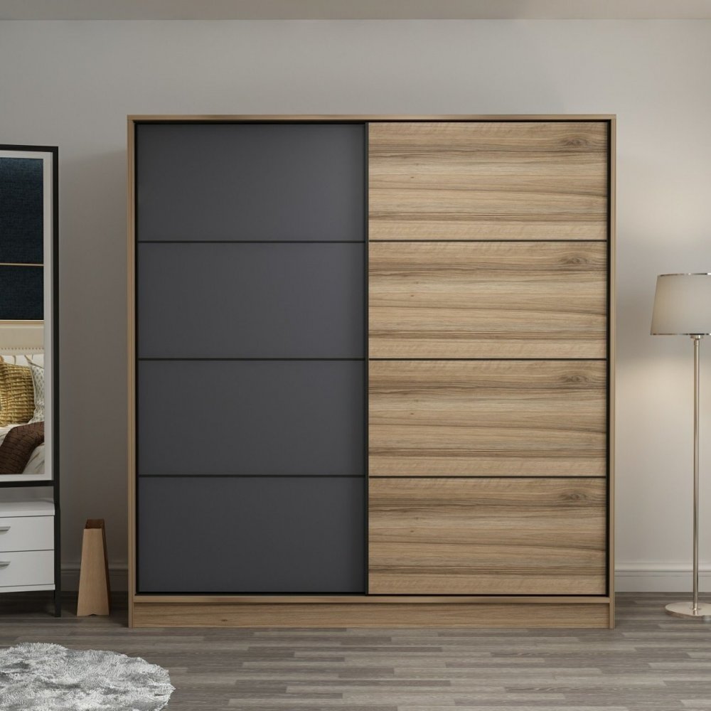 Kapusta garderobeskap 180 x 52 x 210 cm - Brun/antrasitt/brun - Garderober