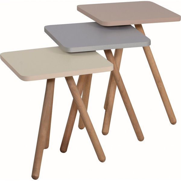 Trippelsett bord 34 x 34 cm - Cappuccino/grå/krem Trippelsett bord 34 x 34 cm - Cappuccino/grå/krem
