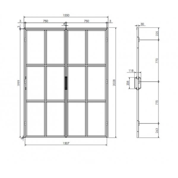 Industriglassdør - Dobbel med valgfritt mål Industriglassdør - Dobbel med valgfritt mål
