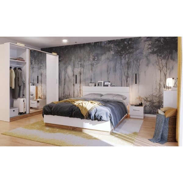 Dentro 140 x 200 cm seng med oppbevaring - Hvit/stirling eik Dentro 140 x 200 cm seng med oppbevaring - Hvit/stirling eik