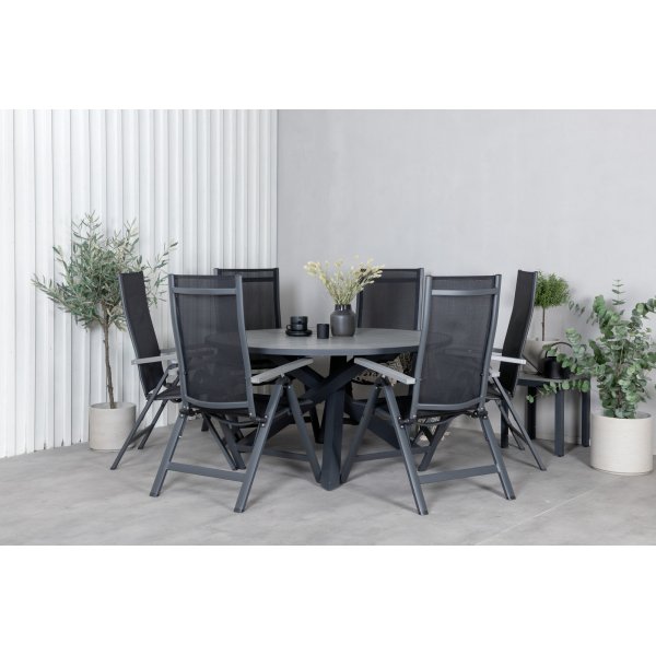 Parma uteservering med 6 Albany stoler - Svart/Gr