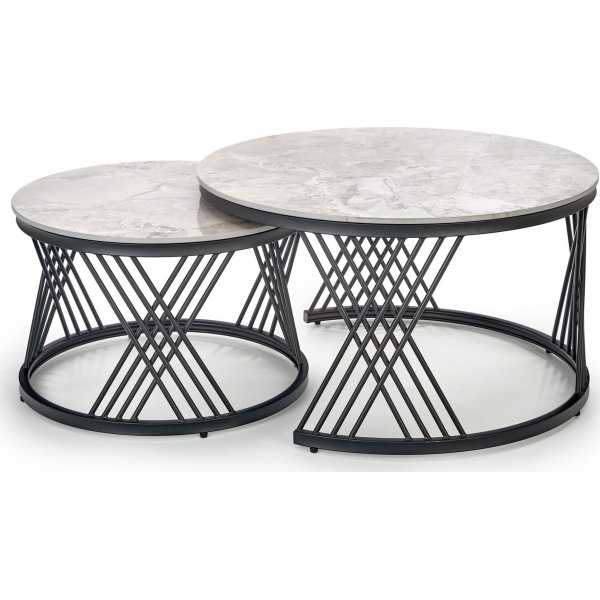 Flamingo salongbord Ø60 cm - Grå marmor/svart Flamingo salongbord Ø60 cm - Grå marmor/svart