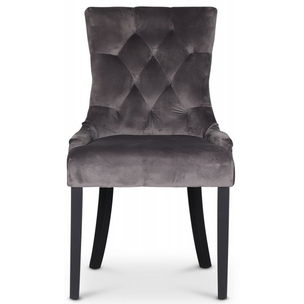 Cleopatra spisestol (Rygghåndtak) - Grå Fløyel | svarte ben Cleopatra spisestol (Rygghåndtak) - Grå Fløyel | svarte ben