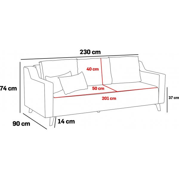 Doga 3-seters sovesofa - Cream