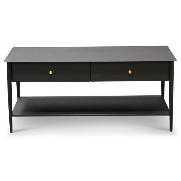 Flash salongbord med skuffer - Sort metall med messing knotter Flash salongbord med skuffer - Sort metall med messing knotter