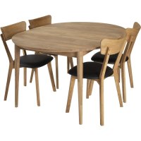 Alborg spisegruppe inkl. 4 stk Växjö stoler - Eik/Svart PU Alborg spisegruppe inkl. 4 stk Växjö stoler - Eik/Svart PU